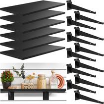 Prateleira Slatwall Tcevily, pacote com 6 unidades de madeira de 20x50cm com suportes de metal Prateleira Slatwall Tcevily, pacote com 6 unidades de madeira de 20x50cm com suportes de metal