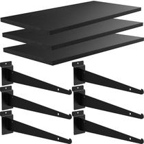 Prateleira Slatwall Tcevily Wooden 20x50cm com suportes de metal, pacote com 3 Prateleira Slatwall Tcevily Wooden 20x50cm com suportes de metal, pacote com 3