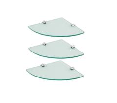 Prateleira Suporte Para Banheiro Lavabo Canto Vidro Incolor 21cm - Kit 03un.