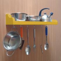 Prateleira Suporte Porta Panelas E Utensílios De Cozinha Amarelo Laca