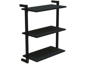 Prateleira Suspensa de MDP e Aço Preta Indusat D7 Home 40cm