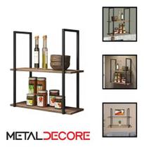 Prateleira Suspensa Estilo Industrial Madeira E Ferro 80x50