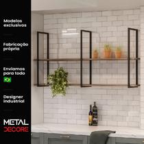 Prateleira Suspensa Estilo Industrial Metalon e Madeira Prateleira Suspensa Estilo Industrial Metalon e Madeira
