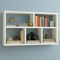 Prateleira suspensa mdf 66x90x18cm porta livros multifuncional ideal para enfeites livros sala quarto