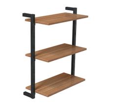 Prateleira Suspensa MDP Amadeirado e Preto D7 Home D-7002 40x55cm