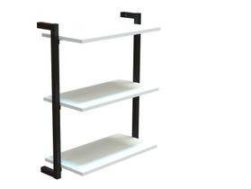 Prateleira Suspensa MDP Branco e Preto D7 Home D-7002 80x55cm