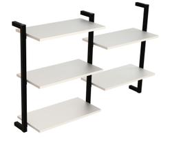 Prateleira Suspensa MDP Branco e Preto D7 Home D-7003 60x50cm