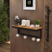 Prateleira Suspensa Multiuso Cantinho Do Café Em Aço Com Mdf