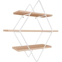 Prateleira Tripla Estante Decorativa Livros Quarto Sala Losan Aço MDF - Branco Jade