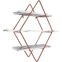 Prateleira Tripla Estante Decorativa Livros Quarto Sala Losan Aço MDF - Cobre Vulcano