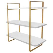 Prateleira Tripla Hone 25 cm - Dourado/Branco