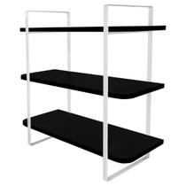 Prateleira Tripla Hone 60x25cm Modelo Industrial Branco/Preto
