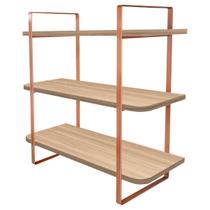 Prateleira Tripla Hone 60x25cm Modelo Industrial Cobre/Jade