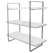 Prateleira Tripla Hone 60x25cm Modelo Industrial Prata/Branco