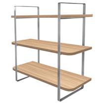 Prateleira Tripla Hone 60x25cm Modelo Industrial Prata/Jade