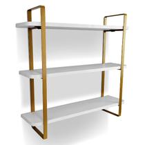 Prateleira Tripla Hone - Dourado/Branco Prateleira Tripla Hone - Dourado/Branco