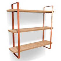 Prateleira Tripla Nicho Hone Modelo Industrial Decoração Casa 60x15 Cobre/Jade
