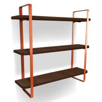 Prateleira Tripla Nicho Hone Modelo Industrial Decoração Casa 60x15 Cobre/Villandry