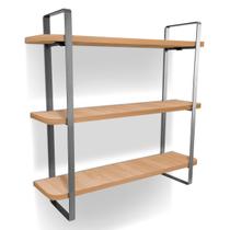 Prateleira Tripla Nicho Hone Modelo Industrial Decoração Casa 60x15 Prata/Jade