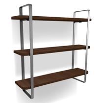 Prateleira Tripla Nicho Hone Modelo Industrial Decoração Casa 60x15 Prata/Villandry Prateleira Tripla Nicho Hone Modelo Industrial Decoração Casa 60x15 Prata/Villandry