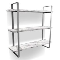 Prateleira Tripla Nicho Hone Modelo Industrial Decoração Casa 60x15 Prata/Vulcano Prateleira Tripla Nicho Hone Modelo Industrial Decoração Casa 60x15 Prata/Vulcano