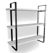 Prateleira Tripla Nicho Hone Modelo Industrial Decoração Casa 60x15 Preta/Branca