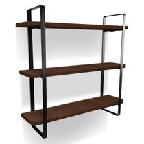 Prateleira Tripla Nicho Hone Modelo Industrial Decoração Casa 60x15 Preta/Villandry