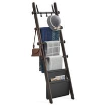 Prateleira VASAGLE, cobertor, suporte de escada de 5 camadas, tinta preta Prateleira VASAGLE, cobertor, suporte de escada de 5 camadas, tinta preta