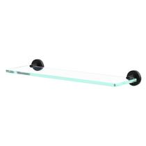 Prateleira Vidro Porta Shampoo Suporte Metal Preto Fosco Atenas