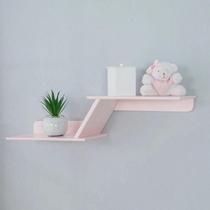 Prateleira Zig Zag 72cm Em Mdf Para Quarto De Bebê