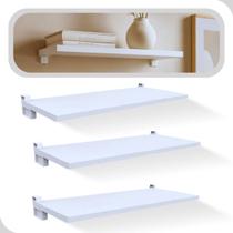 Prateleiras Brancas 60cm Kit c/ 3 Unidades e Suporte Prat-K