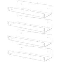 Prateleiras de acrílico TONICE, pacote com 4, montadas na parede, 25 cm para armazenamento Prateleiras de acrílico TONICE, pacote com 4, montadas na parede, 25 cm para armazenamento