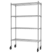 Prateleiras de armazenamento Auslar 4 camadas Rolling Cart Heavy Duty Chrome Prateleiras de armazenamento Auslar 4 camadas Rolling Cart Heavy Duty Chrome