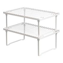 Prateleiras de armazenamento de cozinha Amazon Basics Stackable Metal White Prateleiras de armazenamento de cozinha Amazon Basics Stackable Metal White