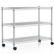 Prateleiras de armazenamento YSSOA 3 camadas Heavy Duty, capacidade de 340 kg, cromadas