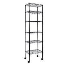 Prateleiras de armazenamento YSSOA Heavy Duty de 6 camadas com rodas 160 kg pretas