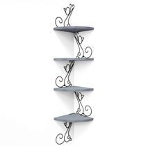 Prateleiras de canto Alsonerbay Wall Mount 4 camadas em forma de gato cinza