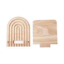 Prateleiras De Madeira Rústica Em Arco Arco-Íris Montadas Na Parede Para Suculentas Cristais