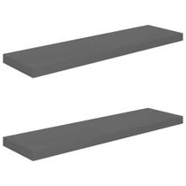 Prateleiras de parede com mobília cinza de alto brilho 90x23,5x4cm MDF 2 unidades Prateleiras de parede com mobília cinza de alto brilho 90x23,5x4cm MDF 2 unidades