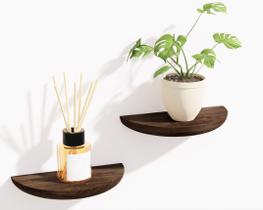 Prateleiras de parede flutuantes QSqueen Solid Wood Half Round