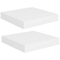 Prateleiras de parede flutuantes vidaXL, 2 peças - MDF branco e metal 9,1" x 9,3" x 1,5" - Sistema de montagem invisível - Expositor decorativo para decoração de casa Prateleiras de parede flutuantes vidaXL, 2 peças - MDF branco e metal 9,1" x 9,3" x 1,5" - Sistema de montagem invisível - Expositor decorativo para decoração de casa