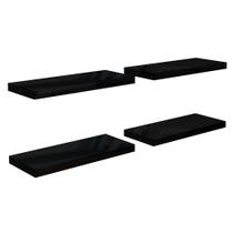 Prateleiras de parede flutuantes vidaXL High Gloss Black, conjunto de 4