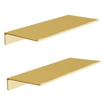 Prateleiras de parede HNVNER Metal Brushed Gold, conjunto de 2, 30 cm