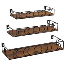 Prateleiras de parede Serwrsw Moon Phase Brown Black, pacote com 3 Prateleiras de parede Serwrsw Moon Phase Brown Black, pacote com 3