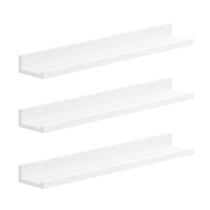 Prateleiras de parede SONGMICS Conjunto de 3 MDF branco de 60x10x2/0,8 cm Prateleiras de parede SONGMICS Conjunto de 3 MDF branco de 60x10x2/0,8 cm