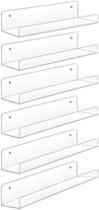 Prateleiras de parede Sooyee Acrylic, pacote com 6, 38 cm, Floating Clear Prateleiras de parede Sooyee Acrylic, pacote com 6, 38 cm, Floating Clear