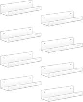 Prateleiras de parede Sooyee Acrylic, pacote com 8, 38 cm, Floating Clear