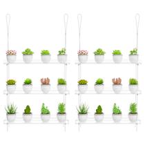 Prateleiras de plantas para janelas transparentes OtniAp 16", 3 camadas, pacote com 2 camadas