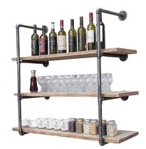 Prateleiras de tubos de ferro montadas na parede BIXIRAO Retro Black 4-Tier Prateleiras de tubos de ferro montadas na parede BIXIRAO Retro Black 4-Tier