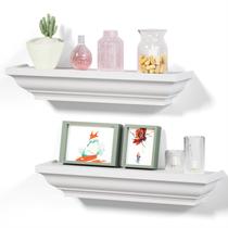 Prateleiras flutuantes Alsonerbay White Wood Rustic 43 cm, pacote com 2